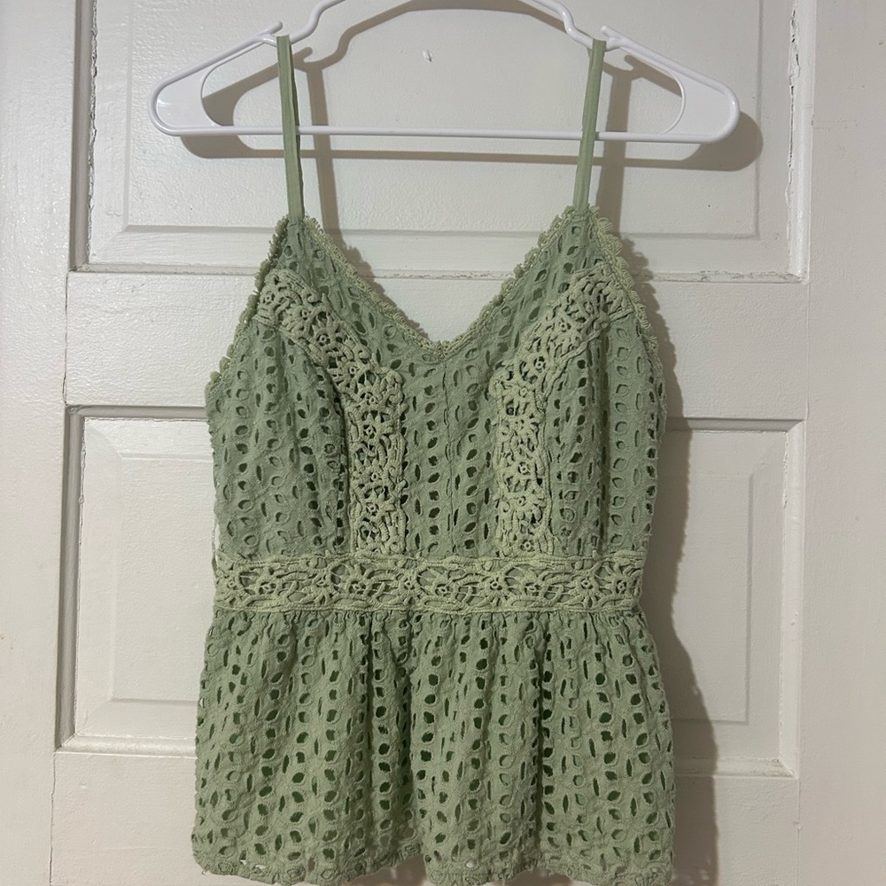 Japna Eyelet Camisole in Light Green